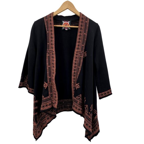 Johnny Was S Black Embroidered asymmetrical cardigan - Picture 1 of 4